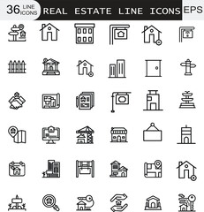  REAL ESTATE LINE ICONS VECTOR ICONS SET