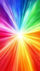 Fototapeta premium Vibrant Iridescent Spectrum Burst Background Illustration with Colorful Radiant Beams and Rays