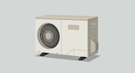 A modern air conditioner unit stands ready to provide cooling and heating for indoor comfort