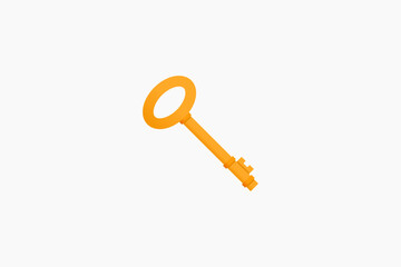 golden key icon flat design