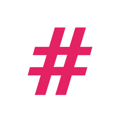 Vibrant pink hashtag symbol isolated on a transparent background for social media and online content isolated on transparent background