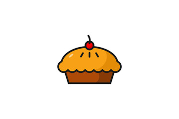 cherry pie icon flat design