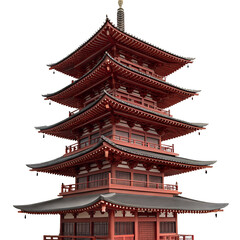 Naklejka premium Red multi tiered pagoda tower ornate roof design image