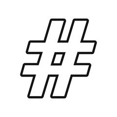 Bold black hashtag symbol with a subtle textured effect isolated on transparent background