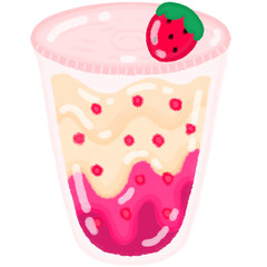 Cute Strawberry Milkshake Illustration