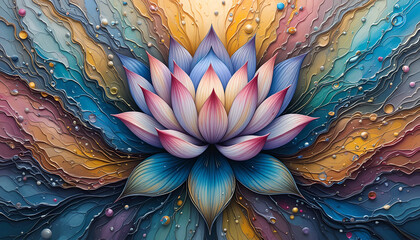 A lotus flowers an acrylic painting in pouring art