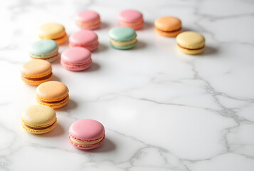 Obraz premium Colorful Macarons on Marble Table