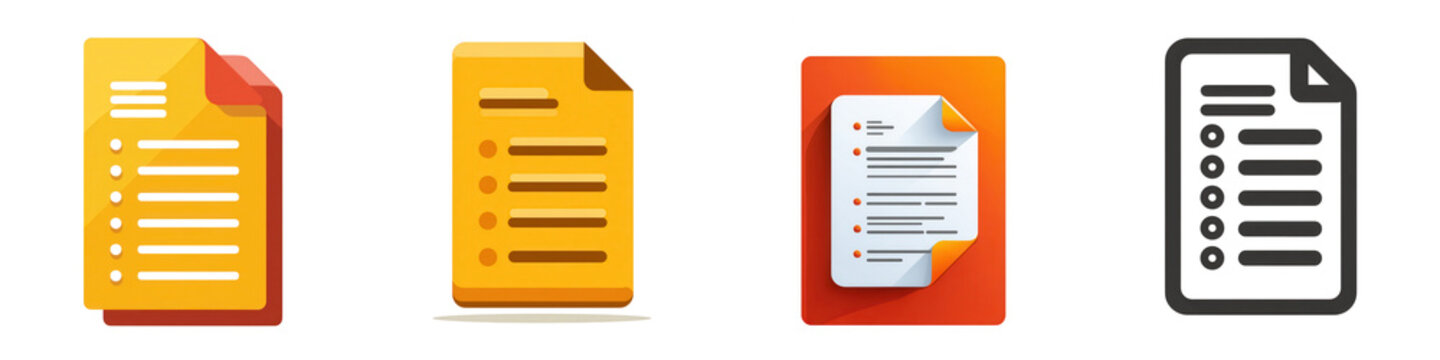 Collection of stylized checklist icons on transparent background isolated on transparent background