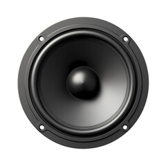 Close up of a black speaker isolated on transparent background