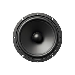 Close up of a black speaker isolated on transparent background