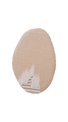 Ripped corrugated cardboard cut in oval shape isolated on transparent background