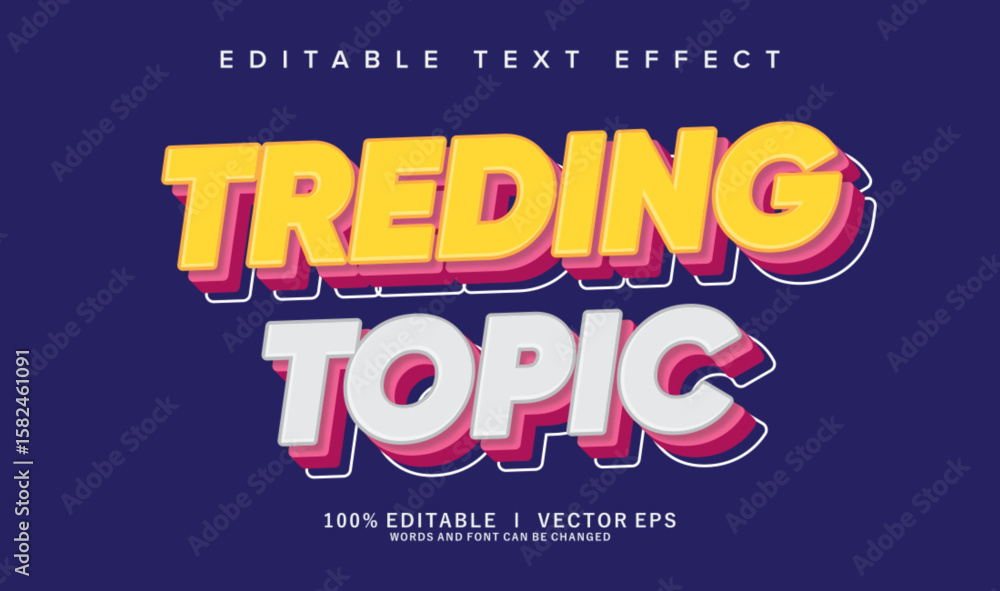 Poster treding topic vector text effect with modern style design