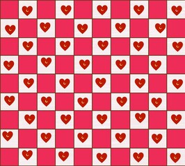 Red Heart Pattern on White