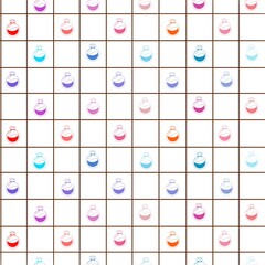 Cute dessert icons on grid