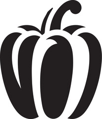 Simple black silhouette of bell pepper