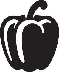 Simple black silhouette of bell pepper