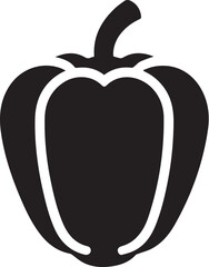 Simple black silhouette of bell pepper