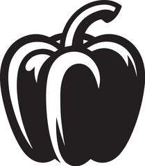 Simple black silhouette of bell pepper