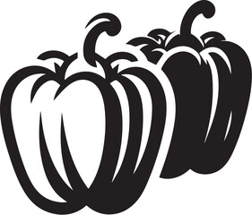 Simple black silhouette of bell pepper