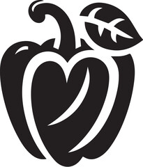 Simple black silhouette of bell pepper