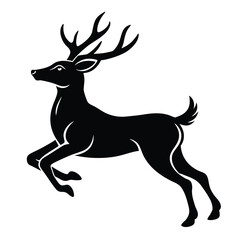 A silhouette of a deer leaping on a white background art