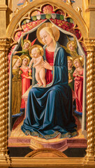 Obraz premium Assisi - The detail of polyptych of Madonna with the St. Rufino and John in Cathedral San Rufino and by Nicolo di Libertadore - L Alunno (1454 - 1502).