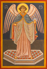 Spello - The fresco of St. Michael archangel in the church Chiesa di San Severino as a copy of the...