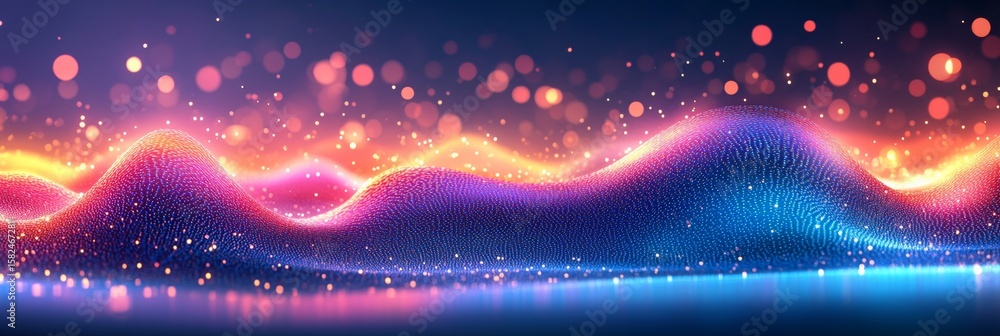 Aufkleber spectroscopic visualizing soundscape, harmonizing digital motion with dynamic waves and neon accents