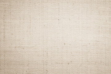 Brown sackcloth woven texture background in natural pattern. Jute hessian burlap, linen background in light beige cream color blank. Weaving canvas fiber line cotton cloth textured as organic.