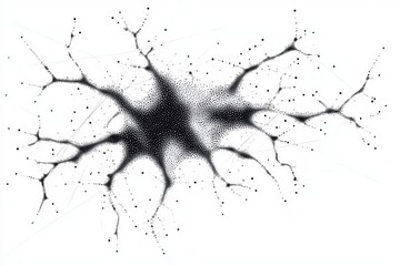 Low Poly Neuron or Brain Cell Structure Illustration with Digital Neural Network Connections Design