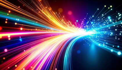 Colorful data stream flow abstract background.