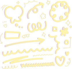 3D Butter Cream Gradient Marker Doodle Pack – Swirls, Clouds, Arrows PNG