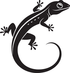 Naklejka premium Black gecko with curled tail lizard reptile