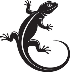 Naklejka premium Black lizard with curled tail reptile animal