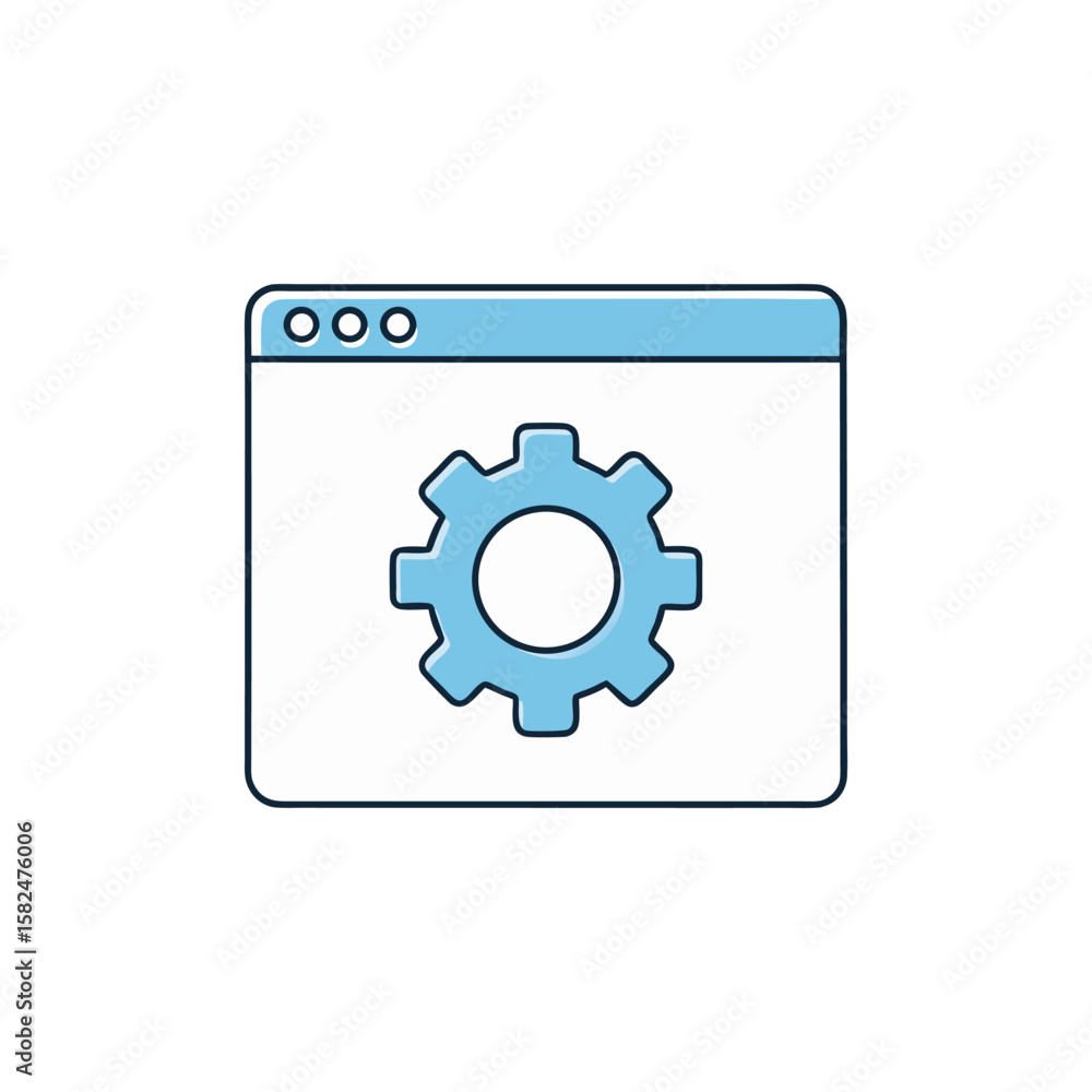 Poster vector art of a browser window with a gear icon for settings
