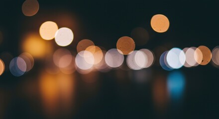 Abstract Night Lights A Symphony of Bokeh in Darkness Creates Serene Urban Atmosphere