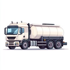 Oil Tanker Truck mockup isolated on white background. Fuel Truck mockup. Industrial Vehicle. Gasoline Tanker Truck. Heavy Oil Transport Truck. Oil Tanker Design Element. Tanker Truck mockup isolated.