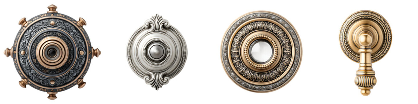 Set of Four Elegant Vintage Door Knobs on White