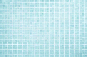 Blue light ceramic wall chequered and floor tiles mosaic background in bathroom, kitchen. Design pattern geometric with grid wallpaper texture decoration pool. Simple seamless abstract surface clean.