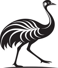 Black crane walking stylized bird white