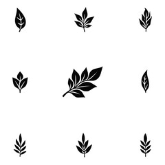 Fototapeta premium set of black silhouettes of leaves vectors 