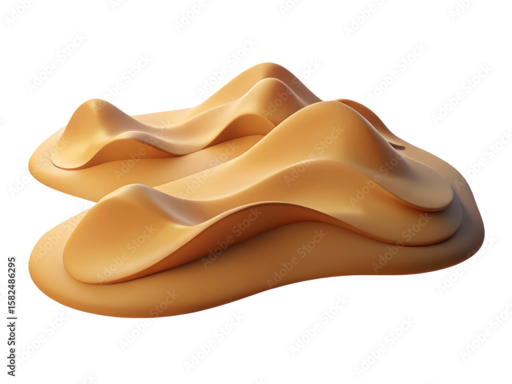 Fototapete abstract 3d rendering of layered soft shapes in a warm color against a white background a plastic-st