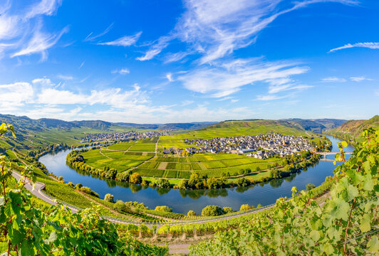  Moselle river loop in Trittenheim, Germany.
