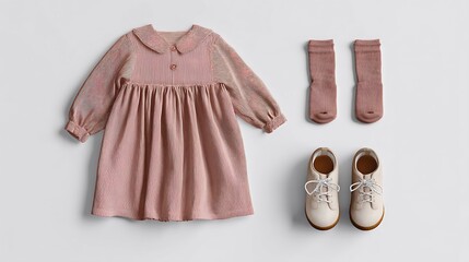Adorable mockup of a baby's outfit complete with dress socks and shoes for toddler fashion display
