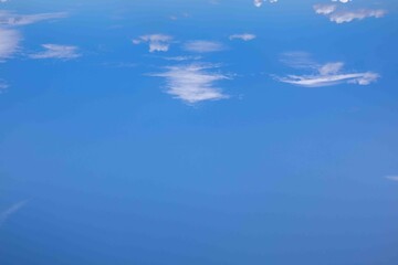 clear blue sky with small soft clouds