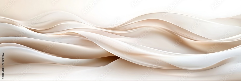 Poster elegant abstract beige waves background with golden smooth folds and textured satin flow design