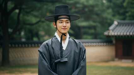 portrait of Korean with hat