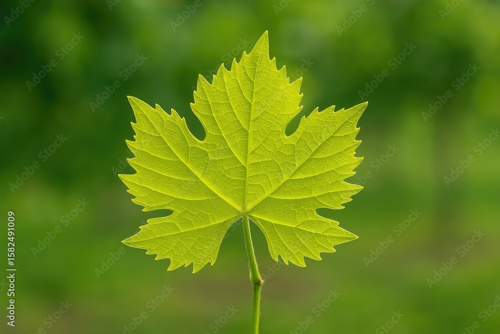 Poster detailed close-up of a wild grape leaf highlighting its structure with a softly blurred background