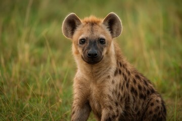 Obraz premium Juvenile hyena in a wildlife reserve, part of a hyena clan in southern Africa