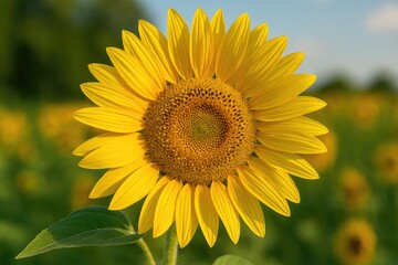 Fototapeta premium Bright yellow sunflower in full bloom